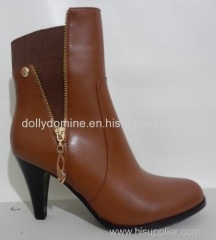 Handmade leather high heeled ankle boots for women