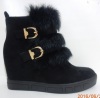 Stylish handmade leather flat fur boots for womens