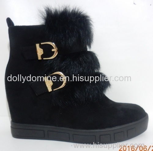 Stylish handmade leather flat fur boots for womens