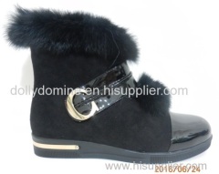 Stylish handmade leather flat fur boots for womens