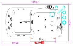 Outward swing door walk in tub