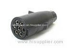 Black ABS 7 Pin Trailer Plug 10-28 AWG 24V 12V For Truck / Towing Vehicle