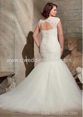 Tulle Sweetheart Neckline Natural Waistline Mermaid Plus Size Wedding Dress With Detachable Jacket