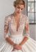 Tulle & Satin Queen Anne Neckline A-line Wedding Dresses with Lace Appliques