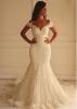 Tulle Off-the-shoulder Neckline Mermaid Wedding Dress With Lace Appliques