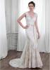 Tulle V-neck Neckline Natural Waistline Sheath Wedding Dress With Lace Appliques