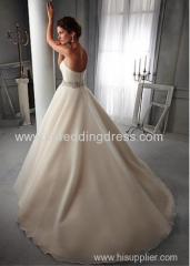 Organza Sweetheart Neckline Natural Waistline Ball Gown Wedding Dress With Embroidered Beadings & Rhinestones