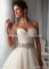 Organza Sweetheart Neckline Natural Waistline Ball Gown Wedding Dress With Embroidered Beadings & Rhinestones
