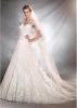 Tulle Bateau Neckline A-Line Wedding Dresses with Lace Appliques