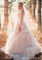 Marvelous Tulle Strapless Neckline A-line Wedding Dresses With Beaded Lace Appliques