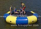 Blue Yellow Inflatable Water Trampoline Heat Welding With Steel Spring