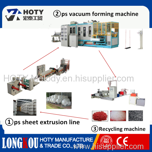 Disposable PS foam fastfood container making line/EPS foam food box vacuum thermoforming machinery