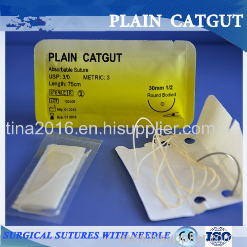 surgical thread with needle Plain /Chromic Catgut