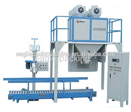 granule packing machine for rice and pellets with belt conveyor and bag sewing machine