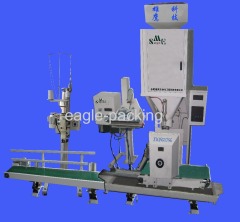 granule packing machine for rice and pellets with belt conveyor and bag sewing machine