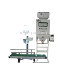 granule packing machine for rice and pellets with belt conveyor and bag sewing machine