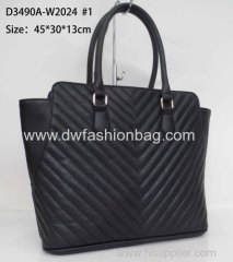 PU fabric black handbag for lady