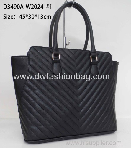 PU fabric black handbag for lady