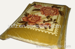 yellow brown color weft knitting 2sides blankets