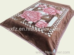 yellow brown color weft knitting 2sides blankets