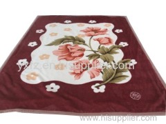 DK brown color flower raschel blankets