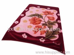 DK brown color flower raschel blankets