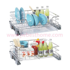 Four sides kitchen cabinet stainless steel pull out drawer basket