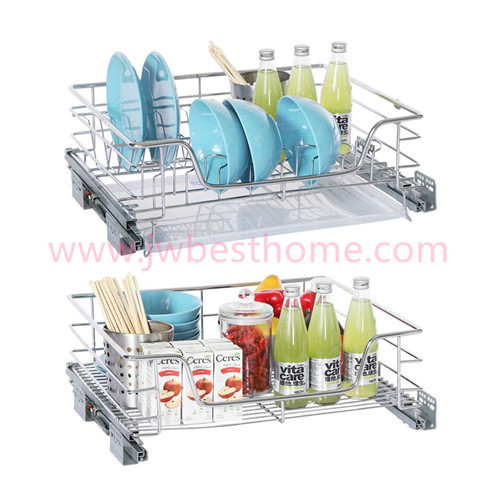 Four sides kitchen cabinet stainless steel pull out drawer basket