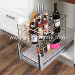 kitchen cabinet stainless steel sliding pull out drawer basket