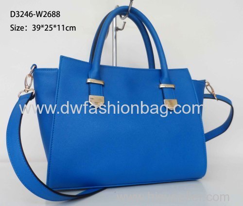 Blue PU fabric handbag