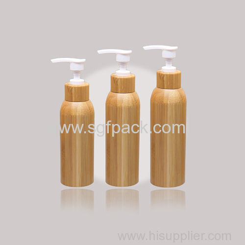 eco-friendly wooden bamboo cosmetic packaging 350ML PET BAMBOO JAR BAMBOO BOTTLE