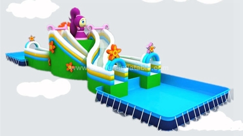 Folding metal frame swimming pool for water park