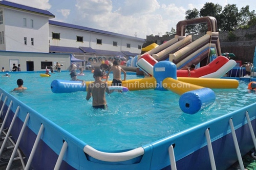 Rectangular Collapsible metal frame aquacul swimming pool