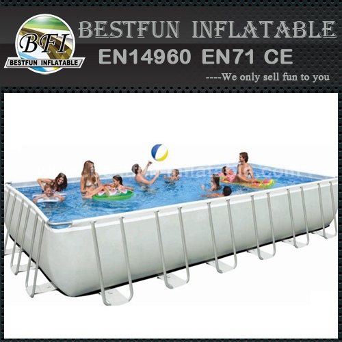 Rectangular Metal Frame inflatable swimming pool