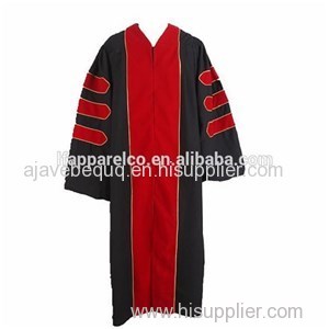 Graduation Matte Doctoral Gown With Red Velvet