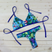 Floweral Brazilian Strappy Women Cheeky Bikini Set Vintage Nylon Butterfly Swimsuit Pink Blue Aqua Green Swimwear