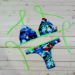 Floweral Brazilian Strappy Women Cheeky Bikini Set Vintage Nylon Butterfly Swimsuit Pink Blue Aqua Green Swimwear