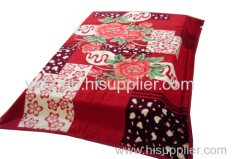 Red color embossing tech weft knitting blankets