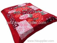 Red color embossing tech weft knitting blankets