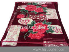 Red color embossing tech weft knitting blankets