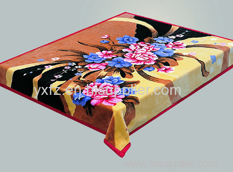 flower design different color raschel blankets