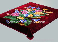 DK maroon color flower design raschel blankets