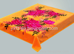 orange color weft knitting raschel blankets