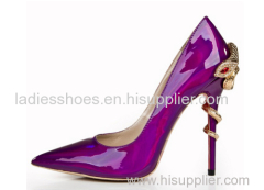 Patent leather pointy toe snake heel dress party shoes