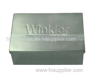 Jingli 0.25mm thickness tinplate package box with embossing on top