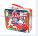 3D embossment lunch box with PVC window plastic handle and lock for kids