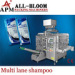 Multi lane shampoo filling and packing machine