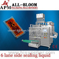 Multi lane liquid filling and packing machine