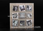 Wooden 9 Opening 4x4 Wall Hanging Photo Frame With Elastic In Washed White