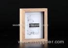 Wooden Shadow Box Matted 4"x6" Tabletop Frame In Outer Natural With Black Inlay